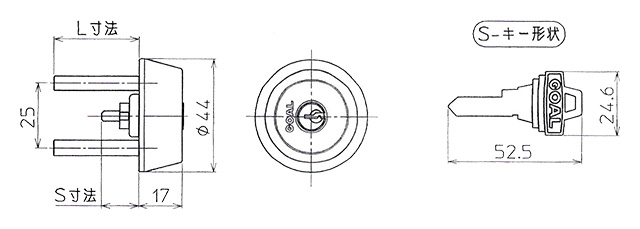 S-TX 5 TSF型シリンダーの寸法図