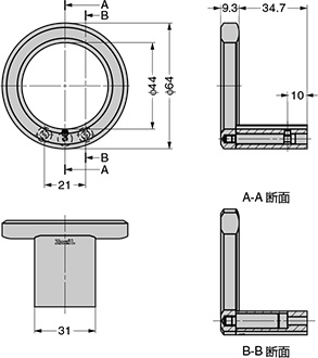 スガツネ「Zwei L(ツヴァイル)」ZL-2105型 寸法図