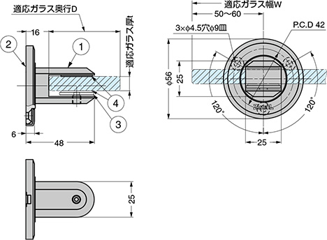 スガツネ「Zwei L(ツヴァイル)」ZL-2202型 寸法図