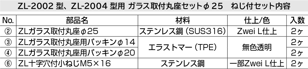 スガツネ「Zwei L（ツヴァイル）」ZL-2301-2025 セット内容
