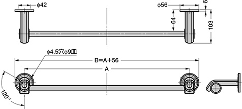スガツネ「Zwei L(ツヴァイル)」ZL-3203型 寸法図